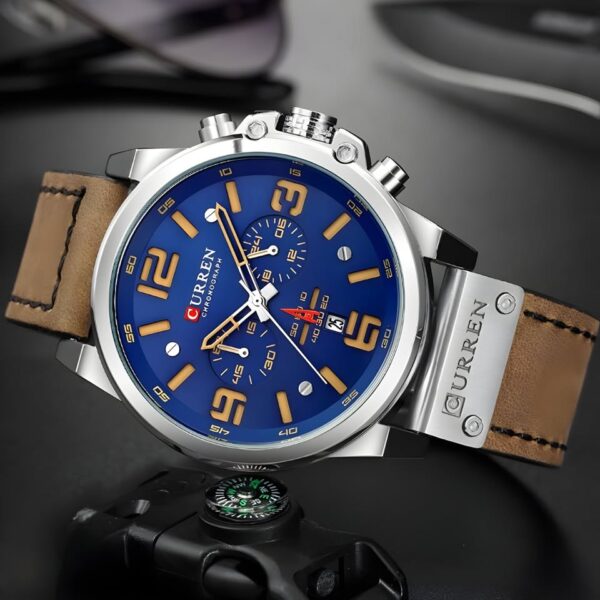 Reloj Curren 8314 Marrón Fondo Azul